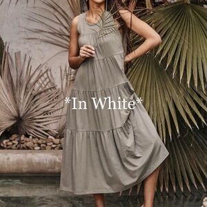 Summersalt 100% Pima Cotton White Luxe Tiered Maxi Dress Size Small